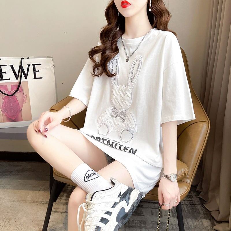 新商品 プリント ファッション 切り替え 全2色 半袖Tシャツ<F-8612>