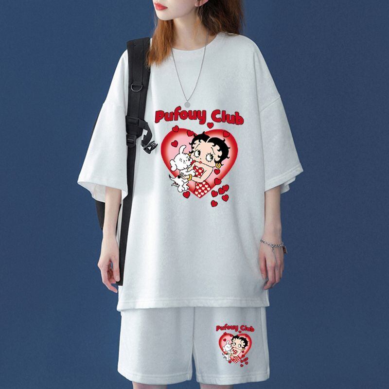 【半額!期間限定!!】早い者勝ち大人可愛い 半袖Tシャツⅹパンツセット全4色 F-6579
