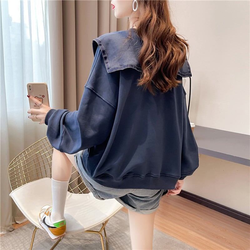 絶対欲しい セーラ服の襟 長袖Tシャツトップス<F-4036>