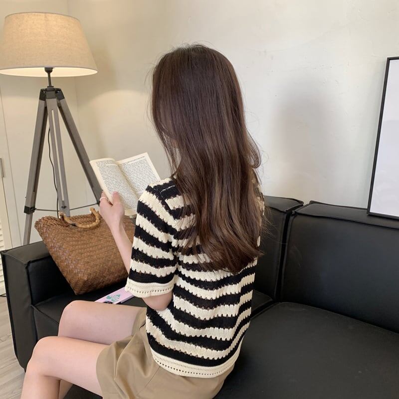 オシャレ度満点 好感度満載 ボーダー柄 Tシャツ カットソー<isf-3232>