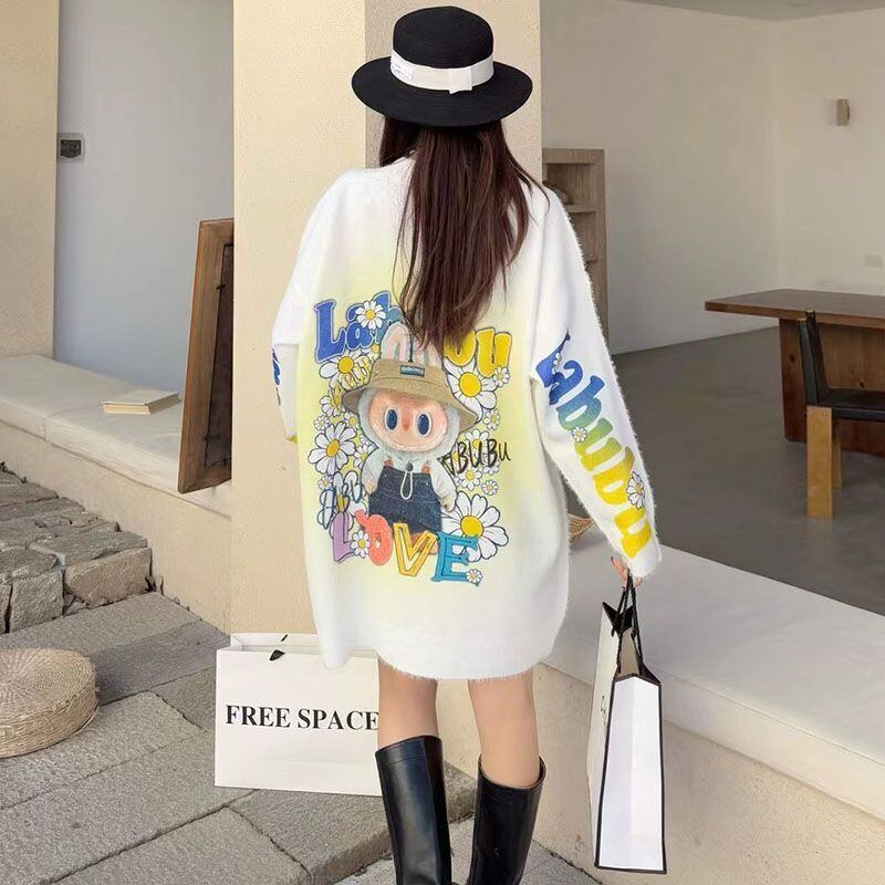 大人可愛い プラスベルベット デザイン性抜群 ニットF-10306