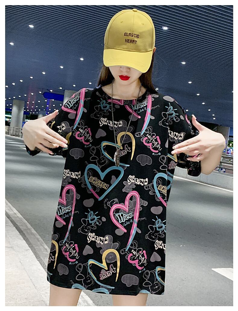 新商品 カジュアル 個性派 プリント ゆったり 半袖Tシャツ<F-8534>