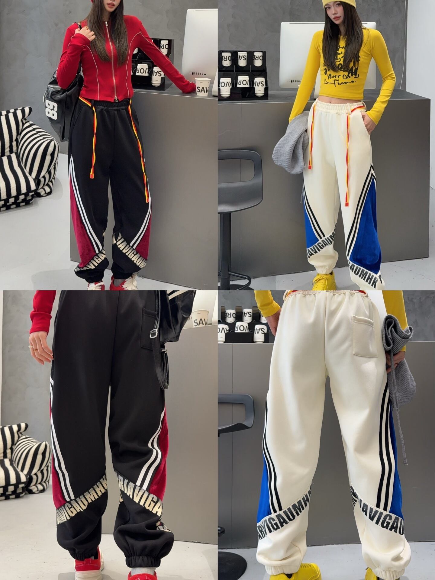 超人気 切り替え デザイン 2色 スウェット ジョガーパンツ F-12286