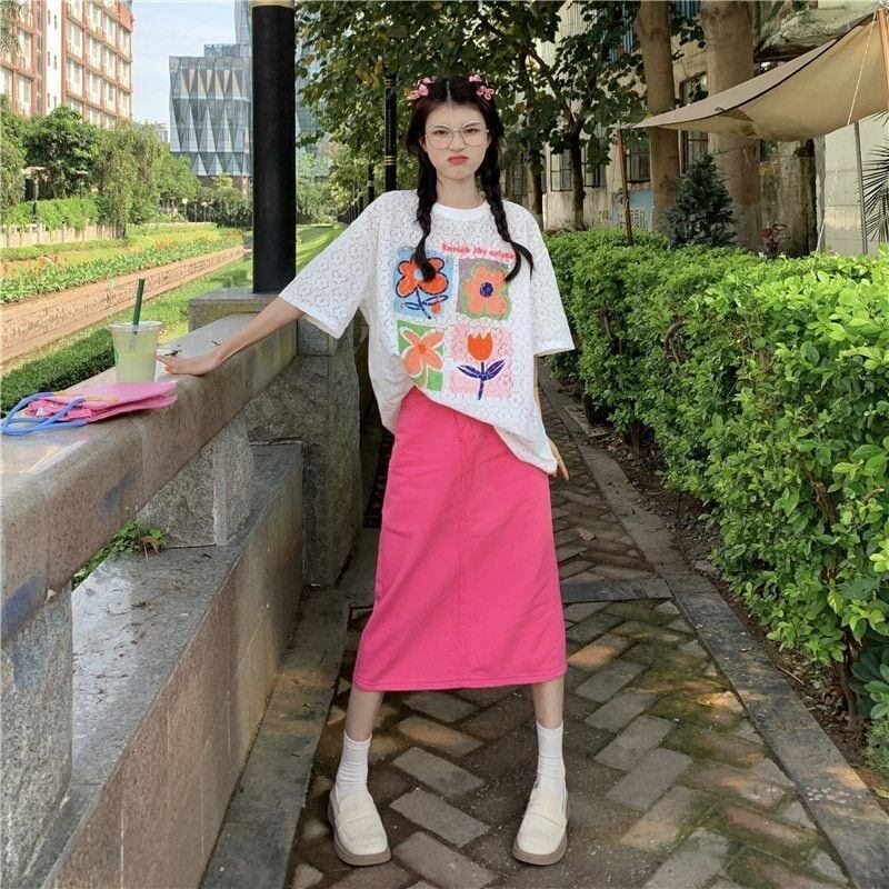 新作 透かし彫り 半袖 Tシャツ <F-8089>