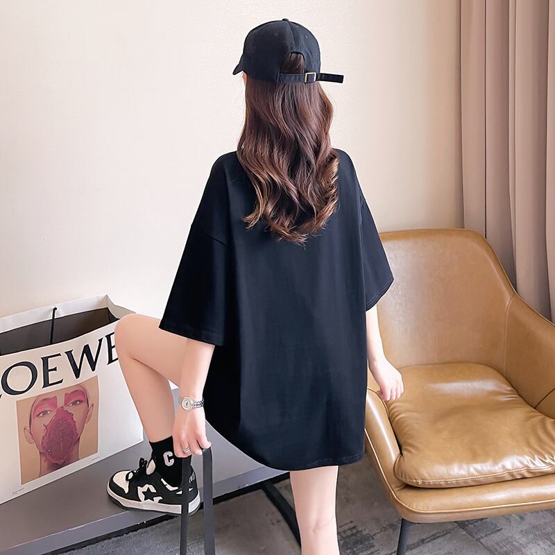 柔らかくて優しい印象 ゆったり ファッション感満々 ロング丈 3色半袖Tシャツ<F-9206>