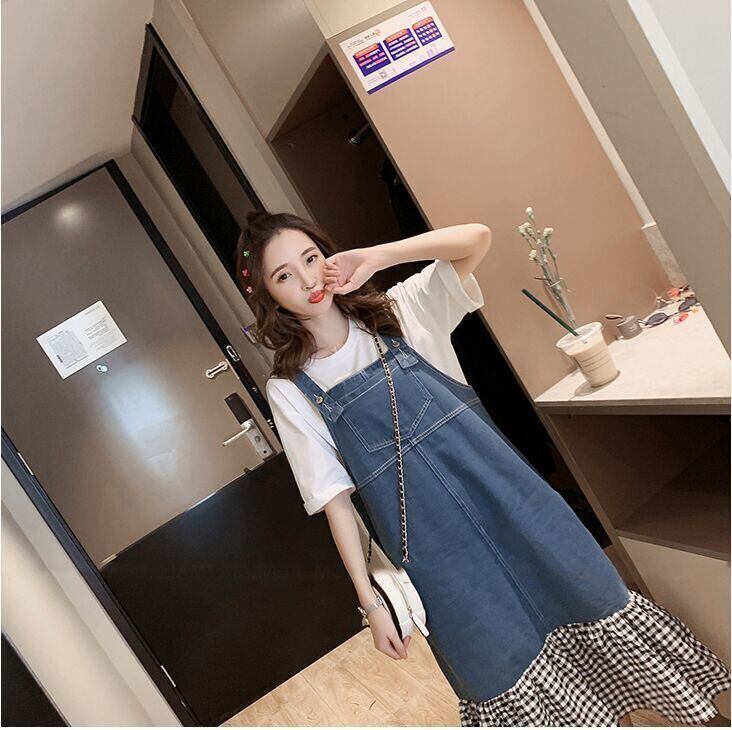 話題沸騰中 切り替え オシャレ度満点 半袖Tシャツ+ワンピース セットアップ<F-8322>