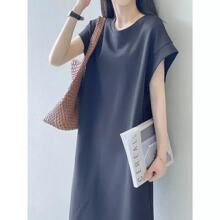 絶対欲しい カジュアル 好感度UP 全4色 半袖 Tシャツ ワンピース <F-11682>