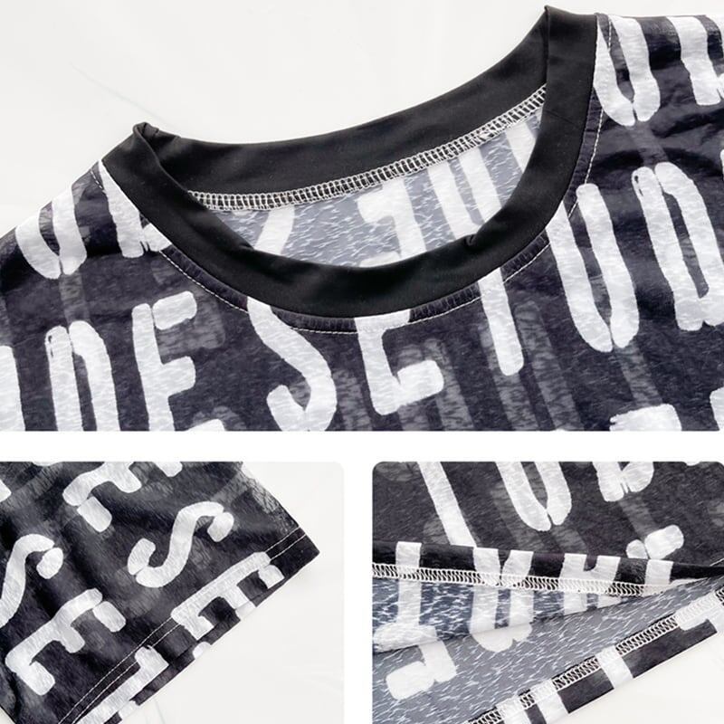 スタイリッシュ 一目惚れ アルファベット Tシャツ カットソー<isf-3043>