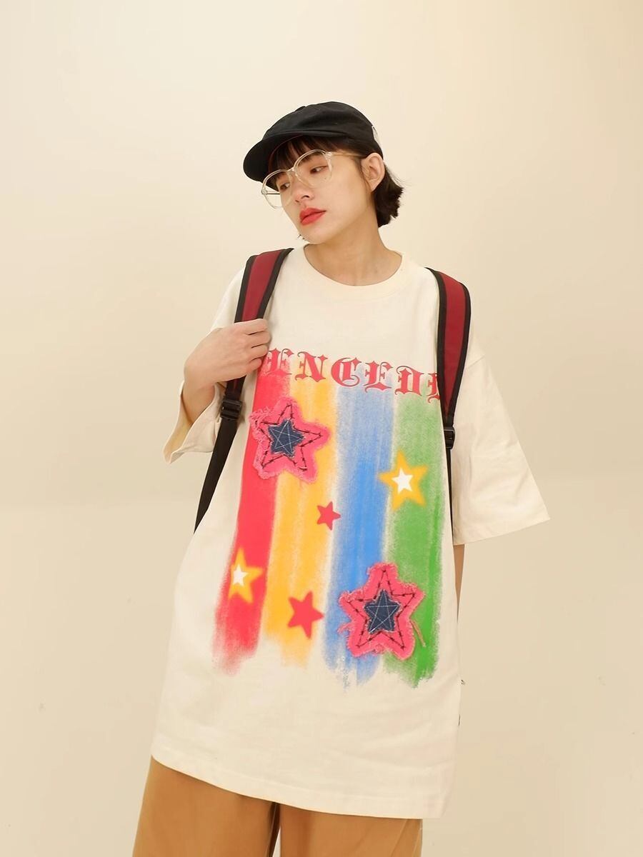 話題沸騰中 目を奪われる 流行新作 個性的なデザイン 2色選択 半袖 Tシャツ F-9309