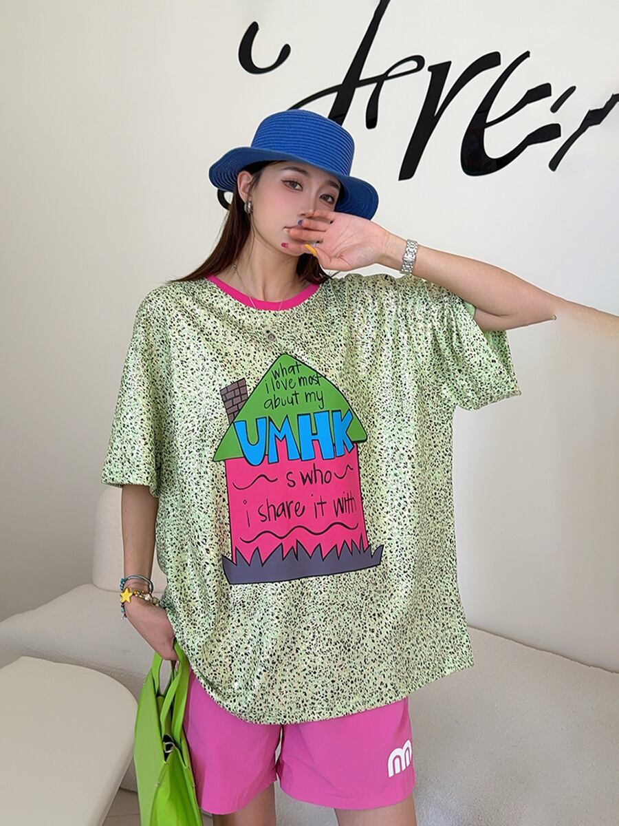 個性派 売れ筋 おすすめ 絶対流行 早い者勝ち カジュアル 2色選択 Tシャツ<F-11373>