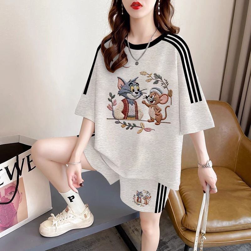 柔らか素材 半袖 Tシャツ+パンツ セットアップ F-13236