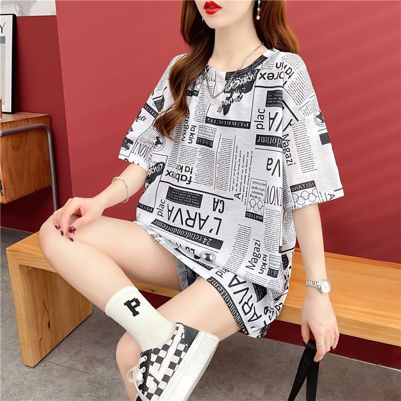 好感度満載 美感いっぱい プリント Tシャツ カットソー<isf-3175>