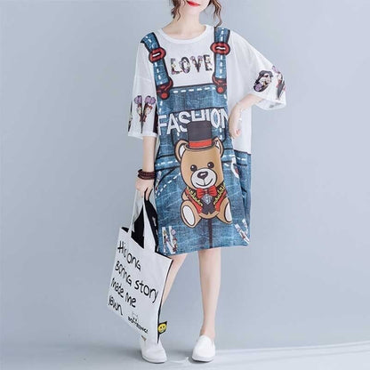 旅行Ｔシャツ 夏 レディース 膝丈 プリント 大きいサイズ ゆったりさらっと涼しい <F-656>