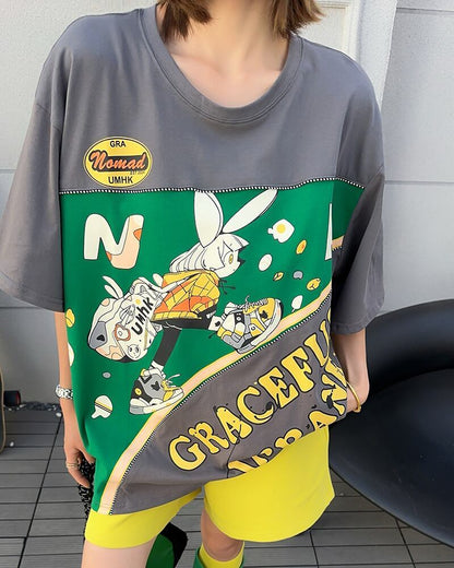 着回し力抜群 ファッション 個性派 レース プリント全3色 半袖TシャツF-8981