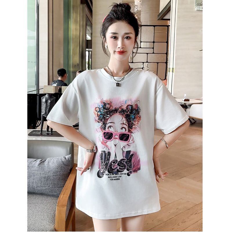【半額！期間限定！！】大人可愛い上質 キュートプリント カジュアル 半袖Tシャツ＜F-8593＞