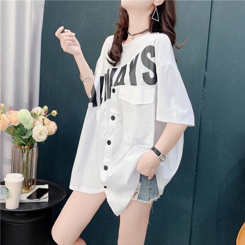 合わせやすい   デザイン感 Tシャツ カットソー＜F-3637＞
