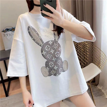 新商品 プリント ファッション ゆったり 全4色 半袖 Tシャツ＜F-8706＞