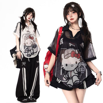 ファッション 透け感 ゆったり 半袖 Tシャツ F-13577