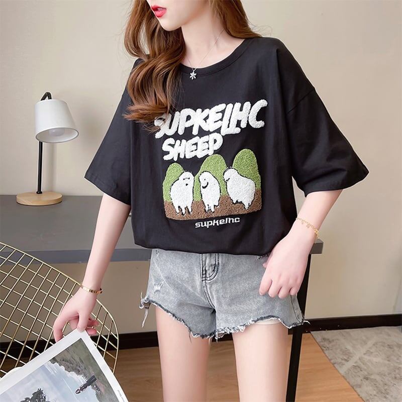 合わせやすい   チャーミング Tシャツ カットソー＜F-3480＞