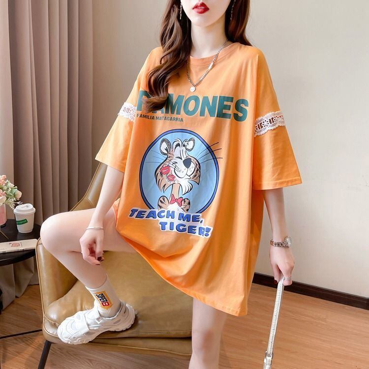 新商品 プリント ファッション ゆったり 全4色 半袖 Tシャツ＜F-11493＞