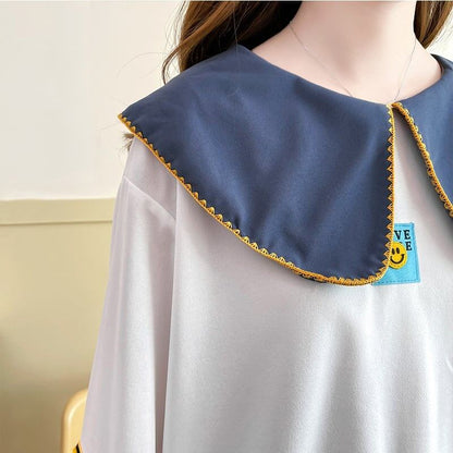 好感度UP   ベビードールの襟に刺繍が施されたスウェットシャツF-5190