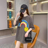 レインボースマイリーファッションオールマッチルーズ半袖Tシャツ<F-2860>