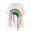 好感度UP 虹ロゴ タッセル ゆったり Tシャツ 全2色 ユニセックス半袖F-4863