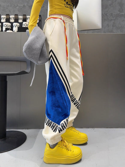 超人気 切り替え デザイン 2色 スウェット ジョガーパンツ F-12286