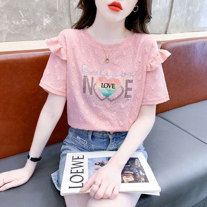 新商品 大人可愛い 話題沸騰中 ホットダイヤモンド 全3色 半袖TシャツF-8868