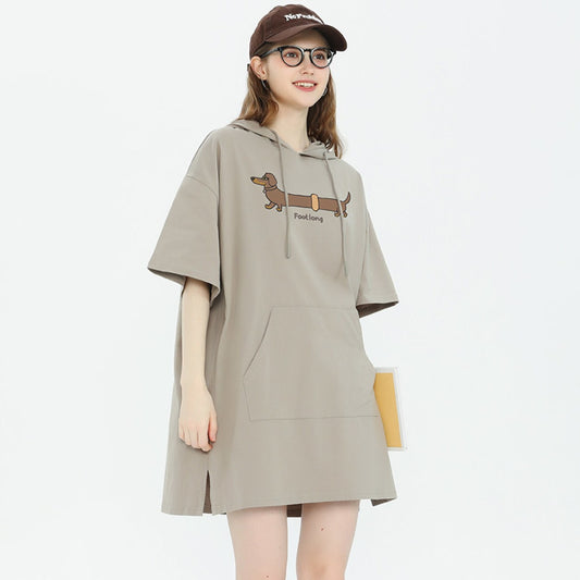 カジュアル フード付き ロング Tシャツ F-13581