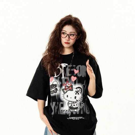 オーバーサイズ プリント 半袖 Tシャツ F-13549