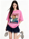 体型カバー カジュアル プリント Tシャツ F-13449