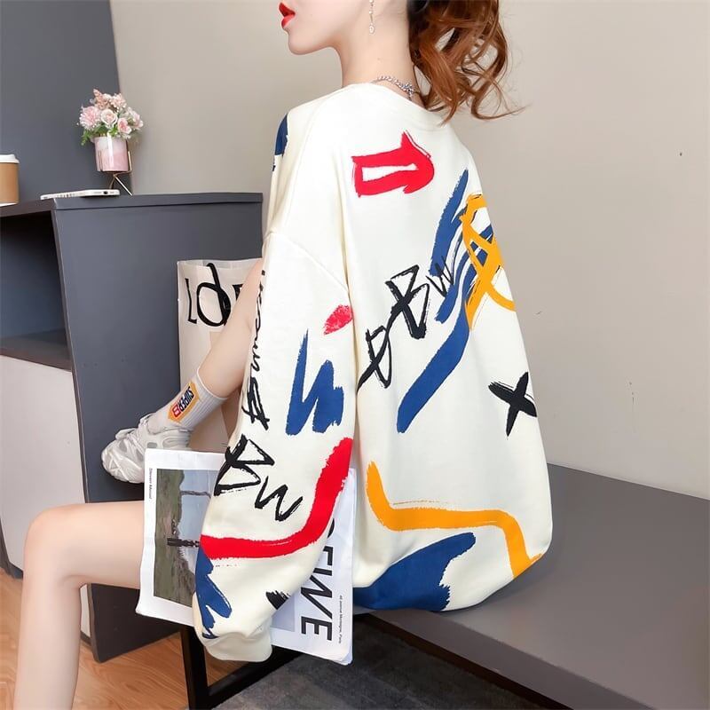 美人度アップ プリント ファッション スウェット パーカー＜F-3694＞