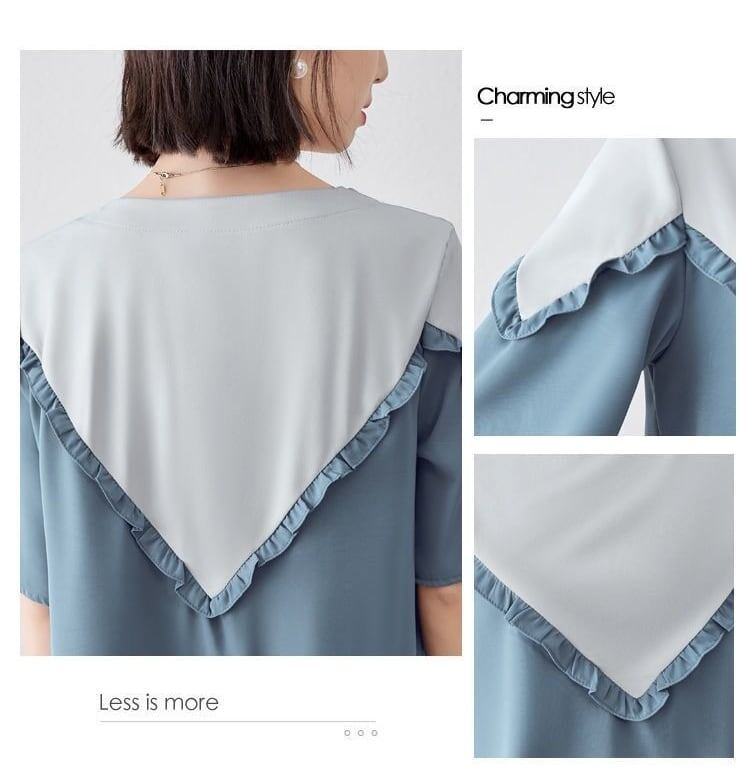 【半額！期間限定！！】 ファッション 定番シンプル 上質 シフォン 半袖<F-6595>