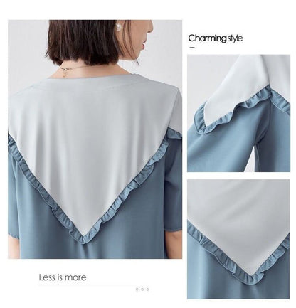 【半額！期間限定！！】 ファッション 定番シンプル 上質 シフォン 半袖<F-6595>