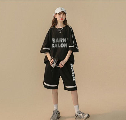 大好評 ファッション カジュアル ルーズ半袖ＴシャツⅹパンツセットF-6539