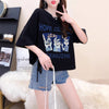 カジュアル清楚 プリント サイドリボン 着痩せ Tシャツ F-13529