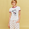 着瘦せ プリント 半袖 配色 カジュアル Tシャツ F-13496