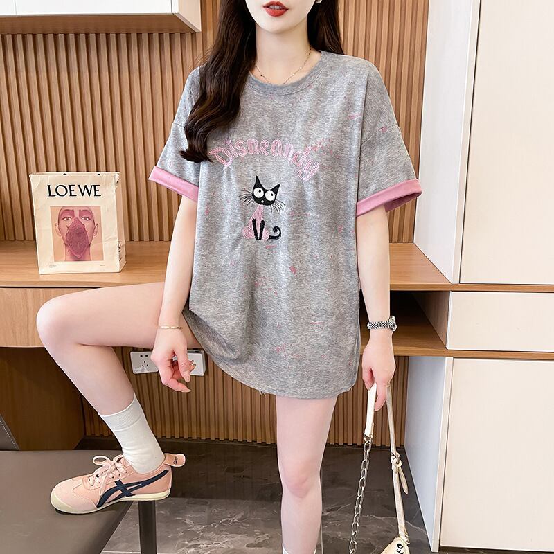 スウィート 早い者勝ち 絶対流行 カジュアル 2色選択 Tシャツ<F-11572>