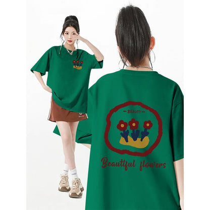 超人気 スウィート カジュアル プリント 全8色 半袖 Tシャツ F-8939