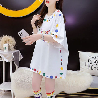 売り切れ必至 プリント ファッション 切り替え 全2色 半袖Tシャツ＜F-8623＞
