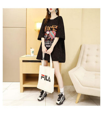 好感度UP   バックオープン Tシャツ ブラック ゆったり ワンピース＜F-3001＞
