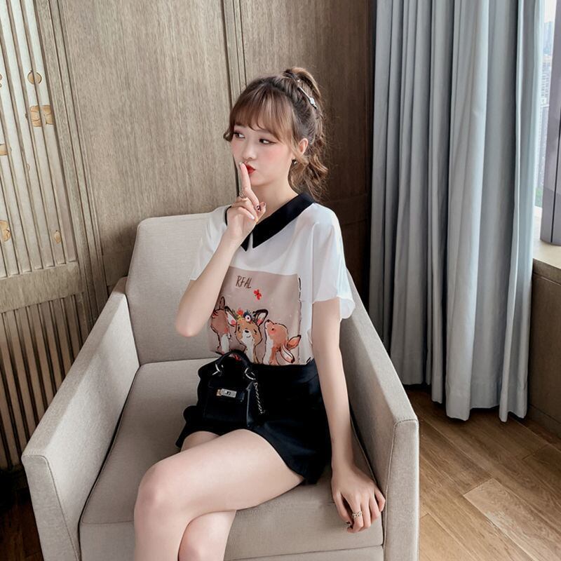 美人度アップ シフォン スウィート 半袖 Tシャツ ショートパンツ セットアップ ＜F-9234＞