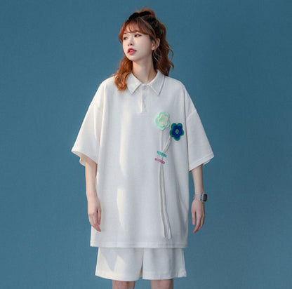 期間限定 ゆったり感アップ ファッション Tシャツ＋ショートパンツ セットアップ＜F-8679＞