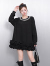 存在感抜群 裾フリル デザインネック スウェット ワンピース F-50202