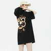 カジュアル フード付き プリント ロング Tシャツ F-50125