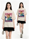 体型カバー カジュアル プリント Tシャツ F-13449