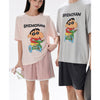 【カップル】プリント ペア 半袖 パジャマ Tシャツ+ハーフパンツ セットアップ C-50008