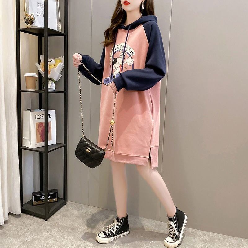 大人気厚手フード付きロングパーカー全3色＜F-4474＞