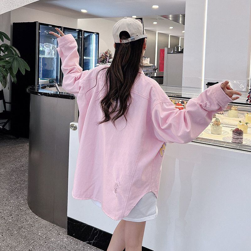 売り切れ必至 韓国風ファッション 上質 アバンギャルド プリント デニム Tシャツ ＜F-9479＞